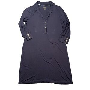 Lilly Pulitzer V-Neck Shift Dress Womens Large Navy 3/4 sleeve Preppy Modest